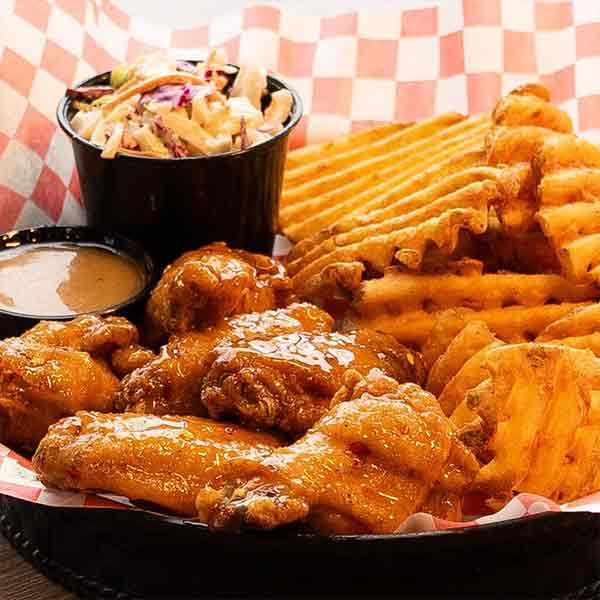 6 piece wings, $16.95